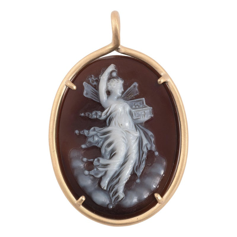 19th Century 18kt Yellow Gold And Agate Cameo Pendant