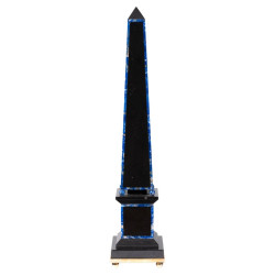 Late 19th Century Black Marble and Lapis Lazuli Obelisk Garniture