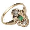 Art Déco Gold Platinum Diamond And Emerald Ring Circa 1920's