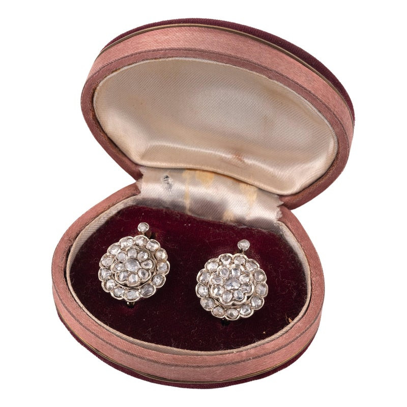 A Pair Of Diamond Cluster Earrings