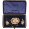 Victorian Brooch Earrings Half Pearl Gold Brooch Earrings Set