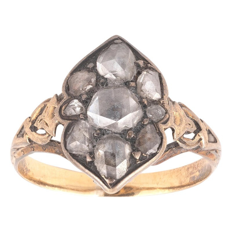 Georgian Rococo Diamond Ring Circa 1740-1760