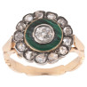 Antique Malachite And Diamond Cluster Ring