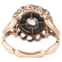 Antique Malachite And Diamond Cluster Ring