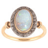 Antique Oval Opal and Cluster Diamond Ring Late 19th Century