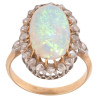 Late 19th Century 18kt Gold Diamond And Oval Opal Ring