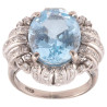 Vintage 14kt White Gold Diamond And Aquamarine Ring