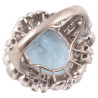 Vintage 14kt White Gold Diamond And Aquamarine Ring