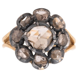 Antique Rose Cut Diamond Gold Cluster Ring