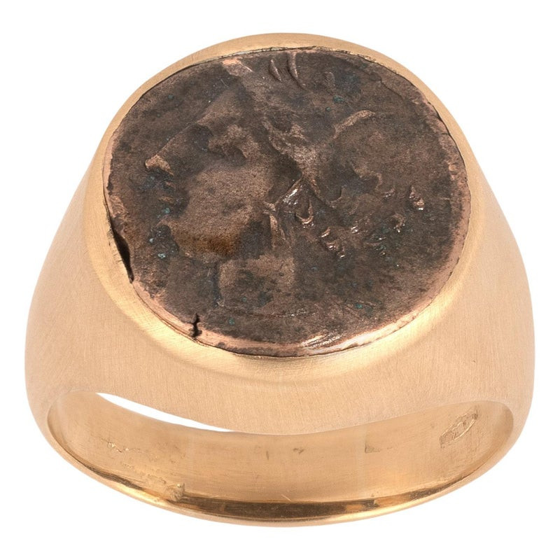 Men's 18K Yellow Gold Ancient Tanit Coin Ring