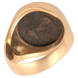 Men's 18K Yellow Gold Ancient Tanit Coin Ring