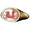 Roman Gold Ring Carnelian Intaglio Neptune In Biga Of Hippocamps 1st Century AD