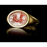 Roman Gold Ring Carnelian Intaglio Neptune In Biga Of Hippocamps 1st Century AD