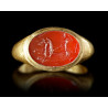 Roman Gold Ring Carnelian Intaglio Neptune In Biga Of Hippocamps 1st Century AD