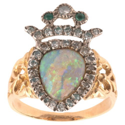 Antique French Opal And Diamond Engagement Ring Late 19th Century