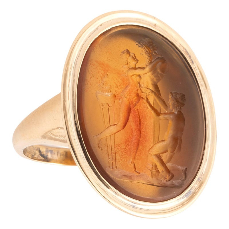 A Gold Ring With Priapus Carnelian Intaglio By Giovanni Pichler Circa 1780