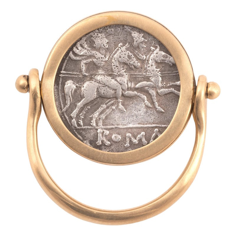 Roman Quinctius Flamininus Denarius The Dioscuri Swivel Gold Ring