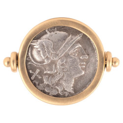 Roman Quinctius Flamininus Denarius The Dioscuri Swivel Gold Ring