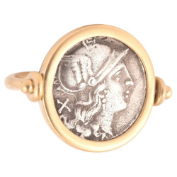 Roman Quinctius Flamininus Denarius The Dioscuri Swivel Gold Ring