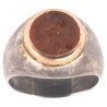 Roman Carnelian  Actor Intaglio Set Silver And Gold Ring circa 2nd Century A.D