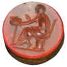 Roman Carnelian  Actor Intaglio Set Silver And Gold Ring circa 2nd Century A.D