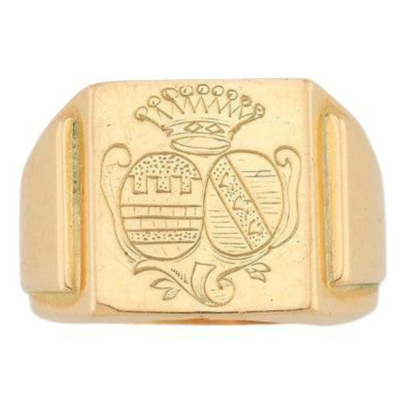 Antique 18kt Yellow Gold Signet Family Crest Ring