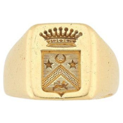 18kt Yellow Gold Signet Family Crest Ring