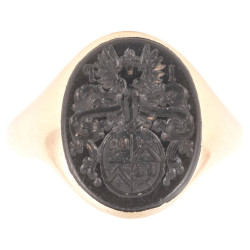 Antique Gold And Onyx Intaglio Italian Family Crest Men's Ring