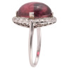 Retro 18kt White Gold Cabochon Rubelite And Old Cut Diamond Cluster Ring