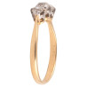 Three Stone Old Cut Diamond Gold Carved Half Hoop Ring