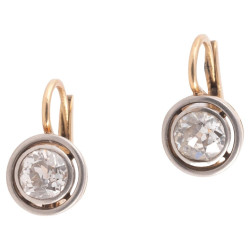 Antique Stud Earrings With Old European Cut Diamonds