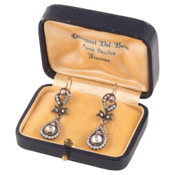 Antique Italian Pair Of Rose-Cut Diamond Earrings 1870ca