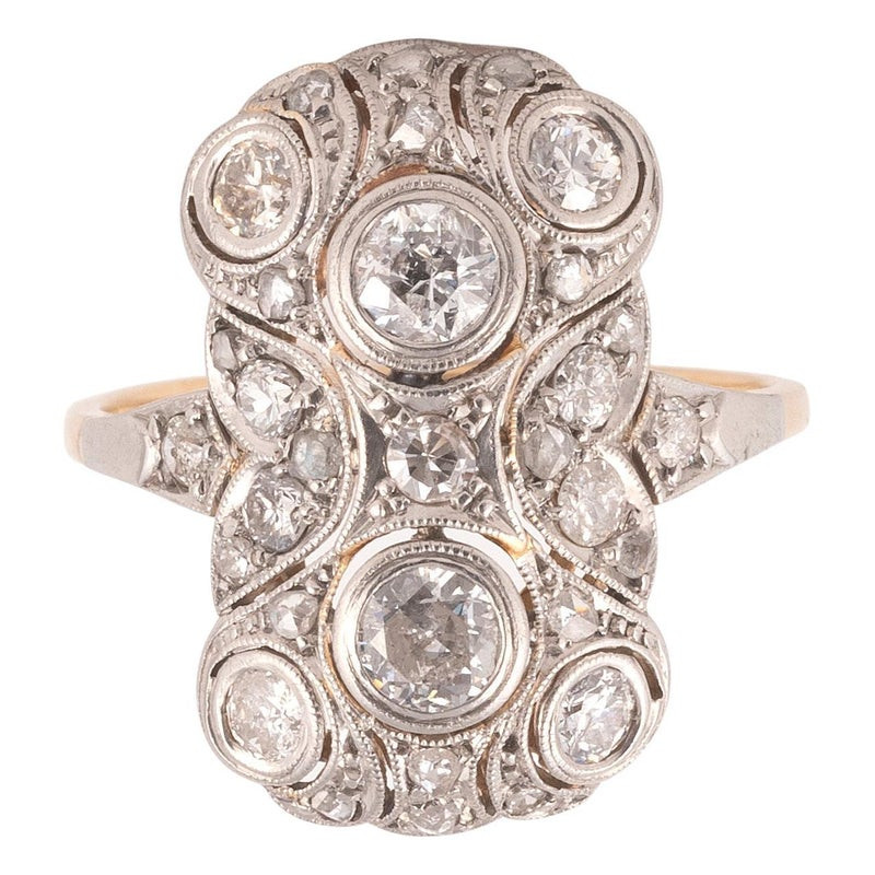 Art Deco Old Cut Diamond And Platinum Ring 1910's