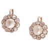 Antique Natural Pearl and Diamond Cluster Earrings