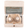 Antique Natural Pearl and Diamond Cluster Earrings