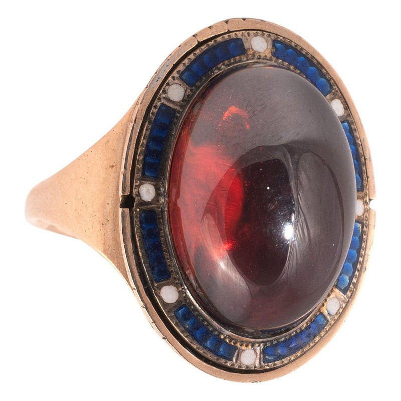 An Late 18th Century Garnet And Enamel Cluster Ring