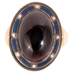 An Late 18th Century Garnet And Enamel Cluster Ring