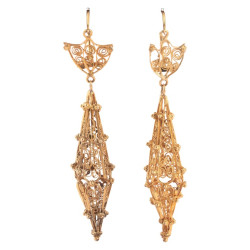 Antique Early 19th Century Gold Filigree Etruscan Revival Earrings