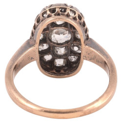 Antique Old Cut Diamond Cluster Oval Ring