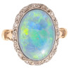 A Black Opal And Diamond Cluster Ring