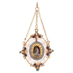 Italian Renaissance Early 17th Century Rock Crystal & Enemal Devotional Pendant