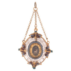 Italian Renaissance Early 17th Century Rock Crystal & Enemal Devotional Pendant