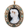 A Flora Cameo Emerald Diamond And Yellow Gold Brooch-Pendant