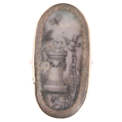 A Georgian Mourning Ring Oval Shaped Panel Painted En Grisaille 1790's