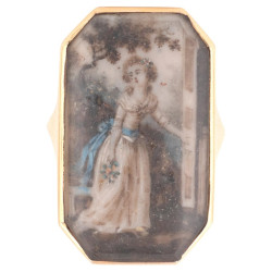 Antique Miniature Of A Elegant Lady Ring Of The Late 18th Century