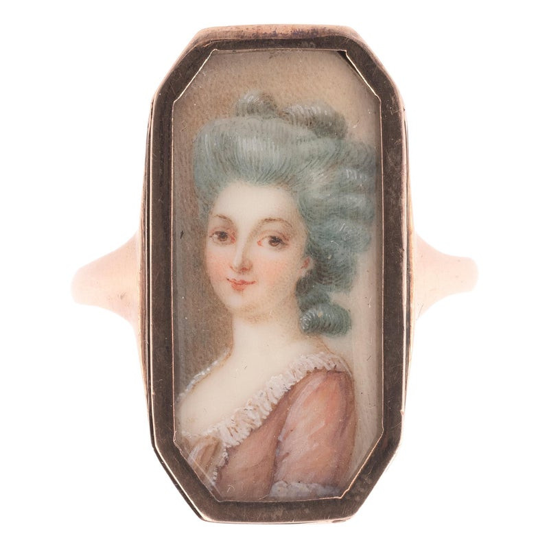 Late 18th Century Portrait Miniature Ring Of A Lady