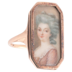 Late 18th Century Portrait Miniature Ring Of A Lady