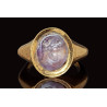 Ancient Roman Gold Ring with Amethyst Intaglio depicting a Bearded Man, 3rd century AD