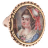 18th Century Gold Portrait Miniature Ring A Lady Painted Enamel