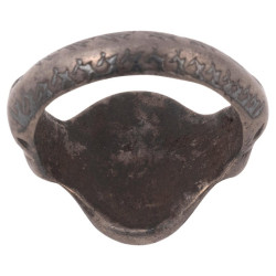 Silver Merchant's Inlaid Niello Ring Seal With Coat Of Arms Circa XV Sec.